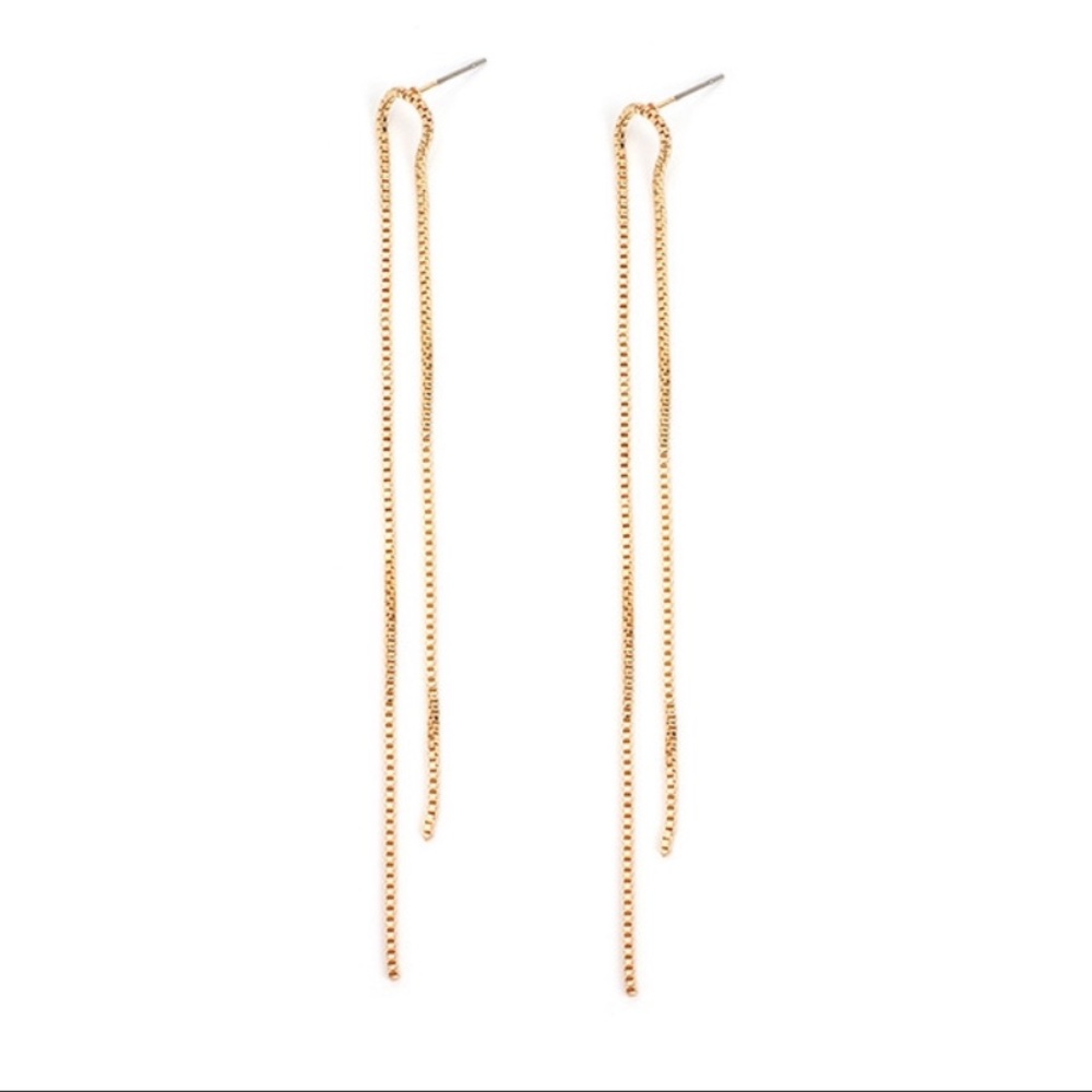 Metal Thread Drop Earrings Threader Dangle - Picture 7 of 10